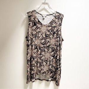 CJ Banks Sleeveless Tank Top Faux Wrap Detail Island Vibe Size 2X Rayon Spandex